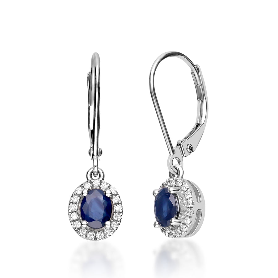 Eliana 10K White Gold Oval-Cut Ceylon Blue Sapphire Earrings