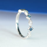Lena 18K White Gold Square-Cut Ceylon Blue Sapphire Ring