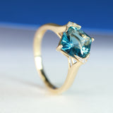Kennedi 14K Yellow Gold Cushion-Cut Brazilian London Blue Topaz Ring