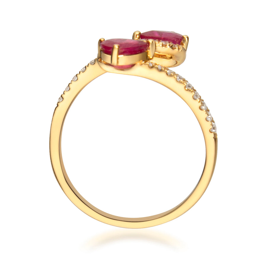 Frances 10K Yellow Gold Pear-Cut Mozambique Ruby Ring