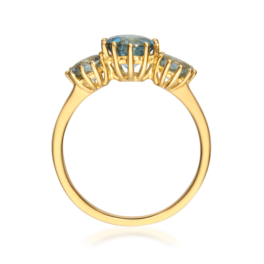 Faith 10K Yellow Gold Round-Cut London Blue Topaz Ring