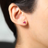 Jenna 14K Yellow Gold Square-Cut Mozambique Ruby Earring