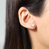 Avalynn 14K White Gold Round-Cut Natural African Opal Earring