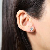 Jaycee 14K White Gold Round-Cut Brazilian Aquamarine Earring