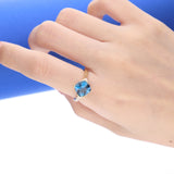 Kennedi 14K Yellow Gold Cushion-Cut Brazilian London Blue Topaz Ring