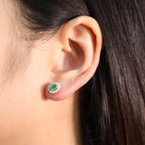 Penny 10K Yellow Gold Oval-Cut Natural Zambian Emerald Earring