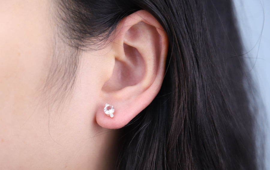 Eveleigh 10K Rose Gold Round-Cut Morganite Earring