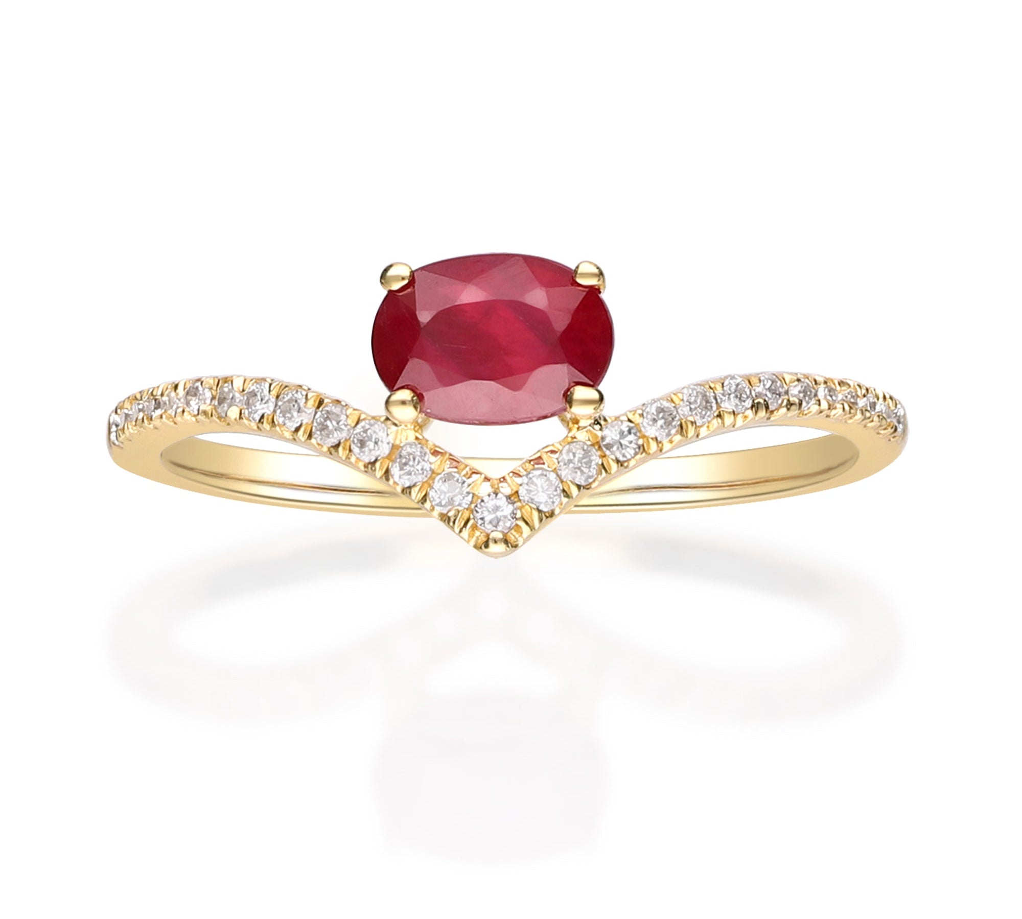 Alisson 10K Yellow Gold Oval-Cut Mozambique Ruby Ring