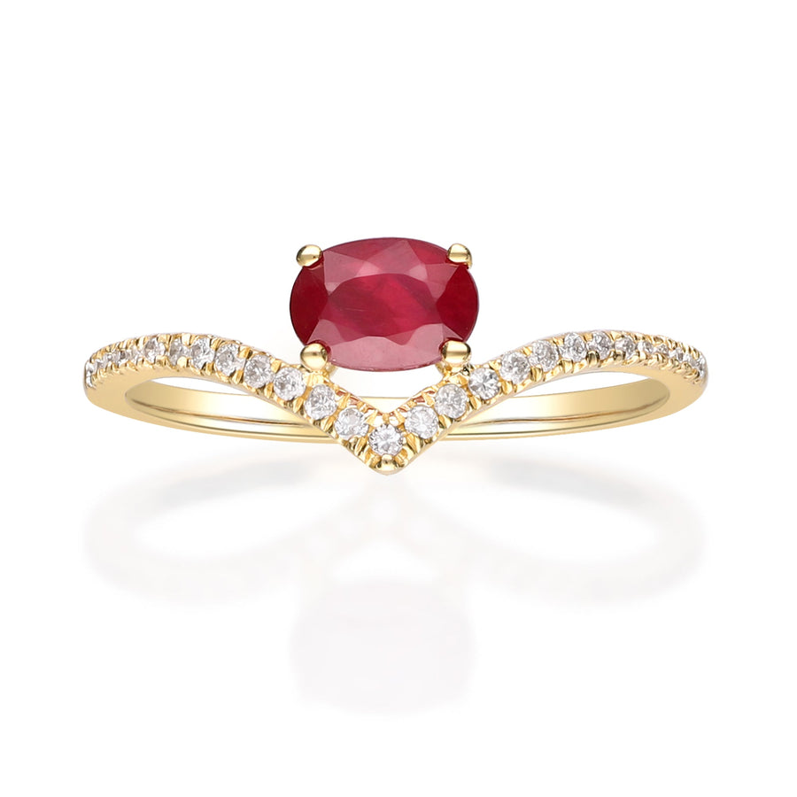 Alisson 10K Yellow Gold Oval-Cut Mozambique Ruby Ring