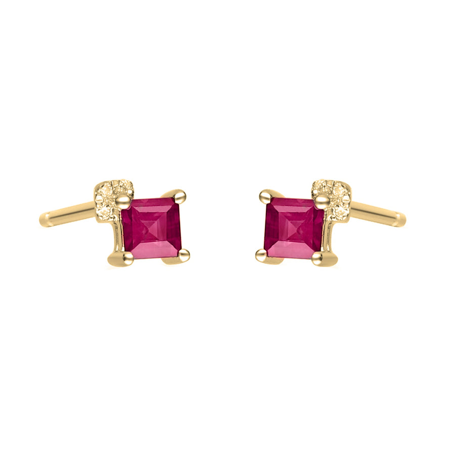 Christina 10K Yellow Gold Square-Cut Mozambique Ruby Earring