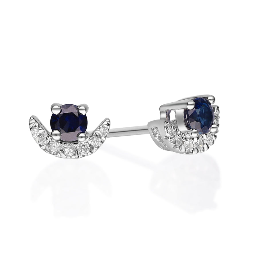 Aubree 10K White Gold Round-Cut Ceylon Blue Sapphire Earring