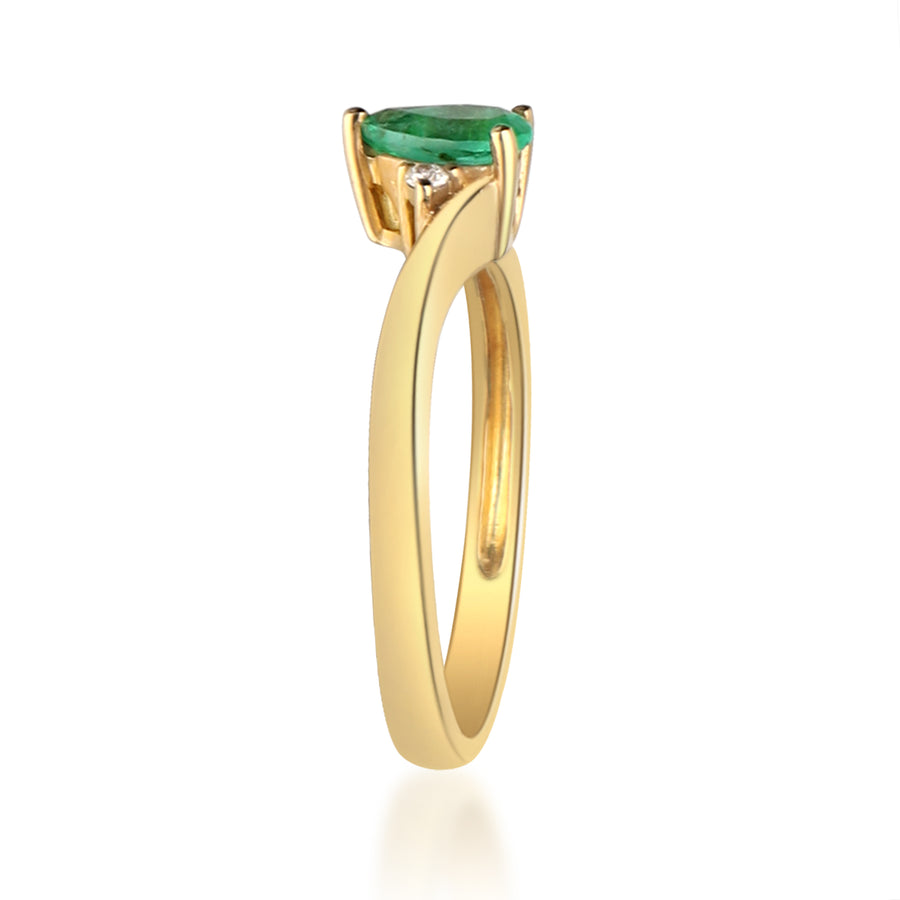 Paulina: 10K Yellow Gold Ring with Pear-Cut Natural Zambian Emerald