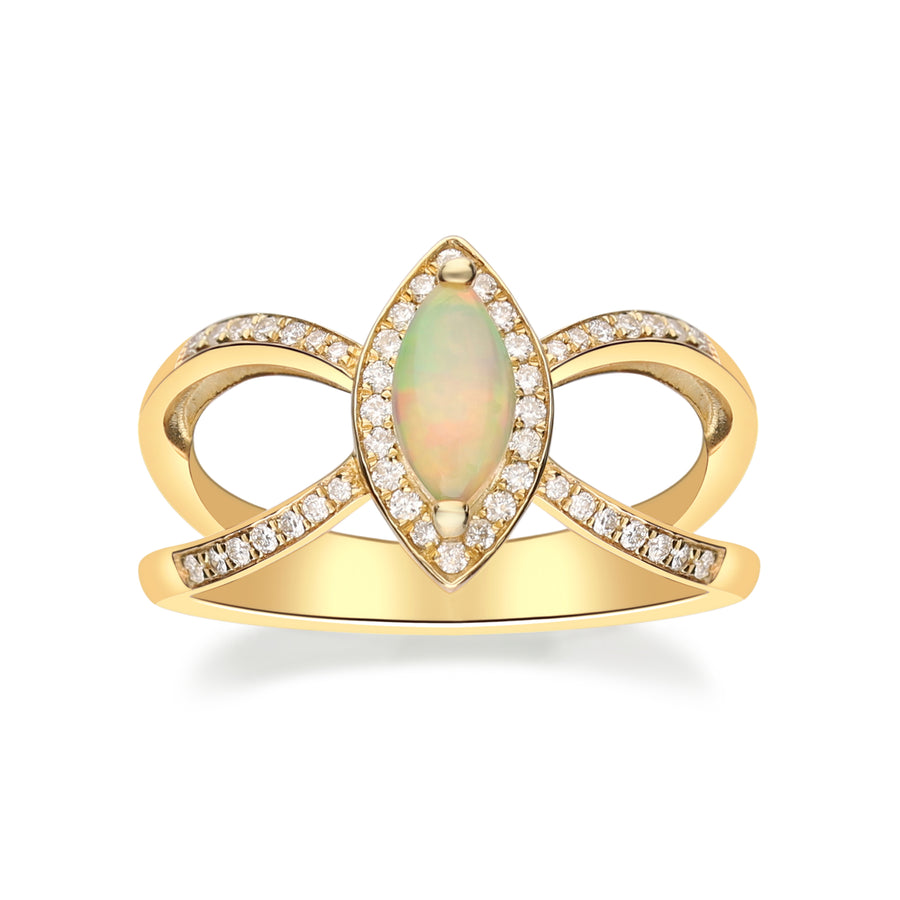 Evie 10K Yellow Gold Marquise-Cut Ethiopian Opal Ring