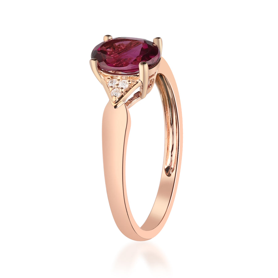 Lilly 10K Rose Gold Oval-Cut Rhodolite Ring