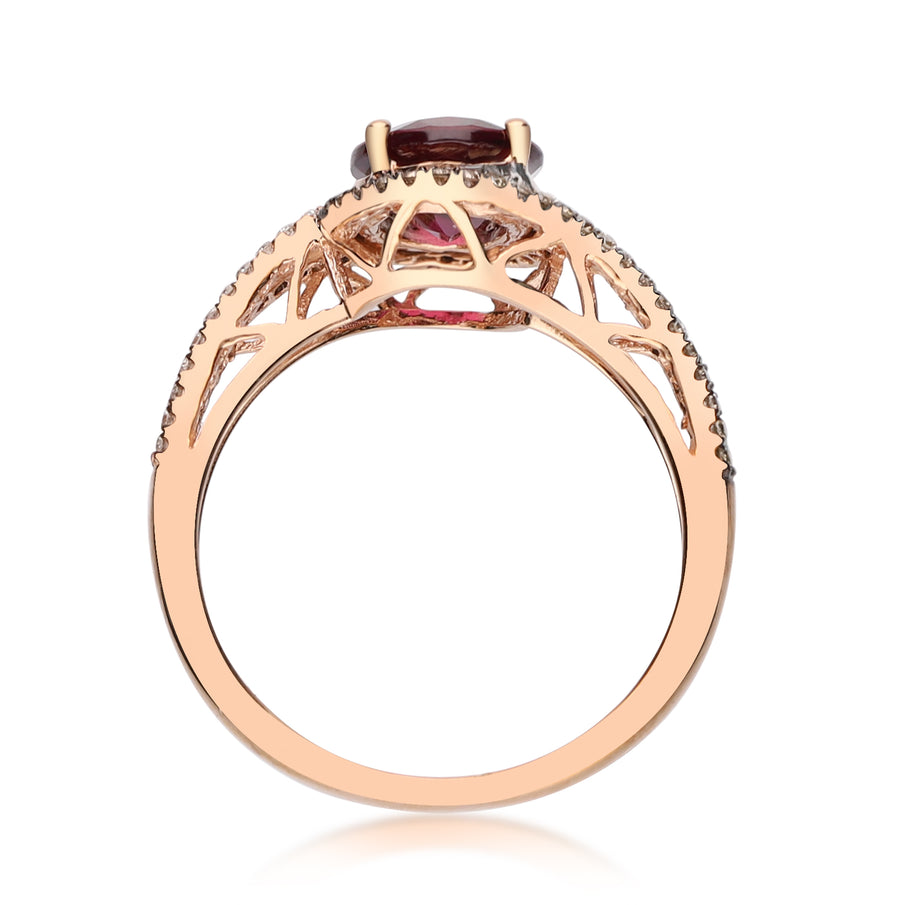 Lilliana 10K Rose Gold Oval-Cut Rhodolite Ring