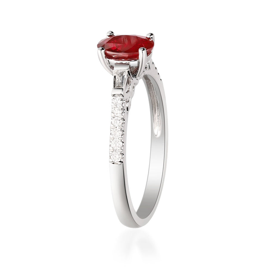 Oakleigh 14K White Gold Oval-Cut Mozambique Ruby Ring