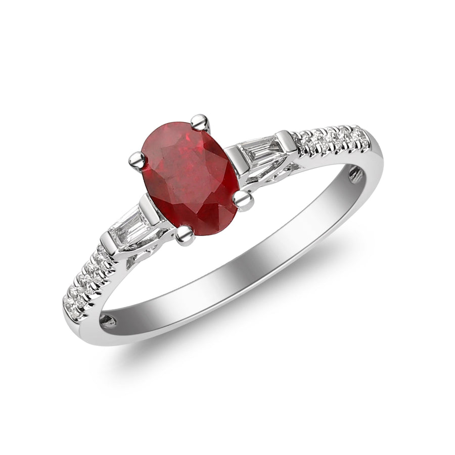 Oakleigh 14K White Gold Oval-Cut Mozambique Ruby Ring