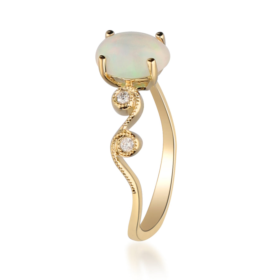 Rosa 14K Yellow Gold Oval-Cut Natural African Opal Ring