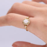 India 10K Yellow Gold Oval-Cut Natural African Opal Ring