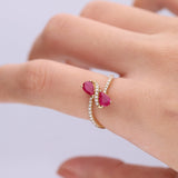 Frances 10K Yellow Gold Pear-Cut Mozambique Ruby Ring