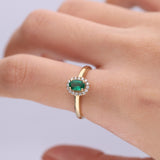 Timeless Beauty: Anya 10K Yellow Gold Ring with Oval-Cut Natural Zambian Emerald