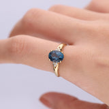 Blessing 10K Yellow Gold Oval-Cut Brazilian London Blue Topaz Ring