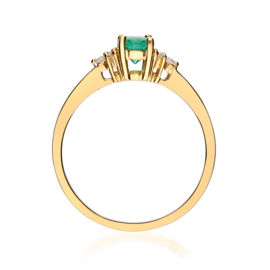 Radiant Elegance: Aliana 10K Yellow Gold Ring with Oval-Cut Emerald