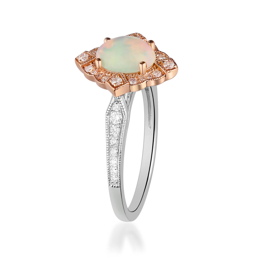 Cataleya 10K Two-Tone Gold Oval-Cut Natural African Opal Ring