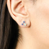 Alayna 14K White Gold Round-Cut Natural African Opal Earring