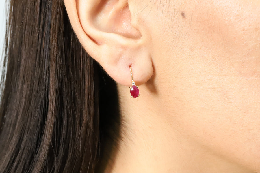 Eloise 10K Yellow Gold Oval-Cut Mozambique Ruby Earring