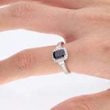 Ainhoa 14K White Gold Emerald-Cut Ceylon Blue Sapphire Ring