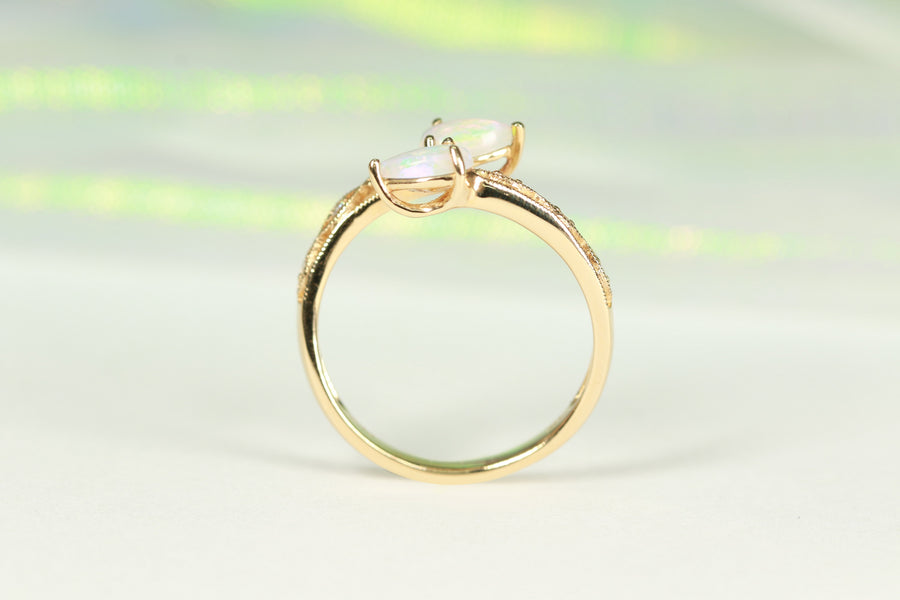 Rachael 14K Yellow Gold Pear-Cut Natural African Opal Ring