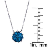 Miranda 10K White Gold Round-Cut Brazilian London Blue Topaz Necklace