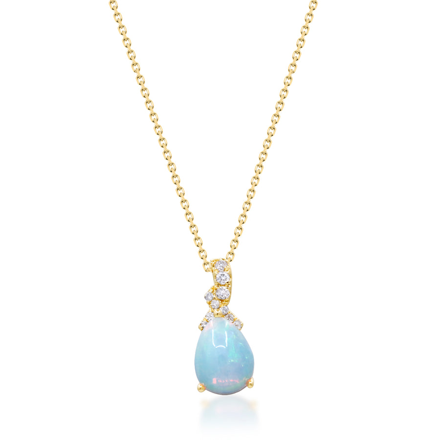 Nylah 10K Yellow Gold Oval-Cab Natural African Opal Pendant