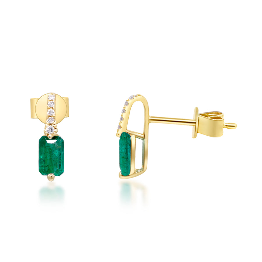Elsie 10K Yellow Gold Emerald-Cut Emerald Earrings