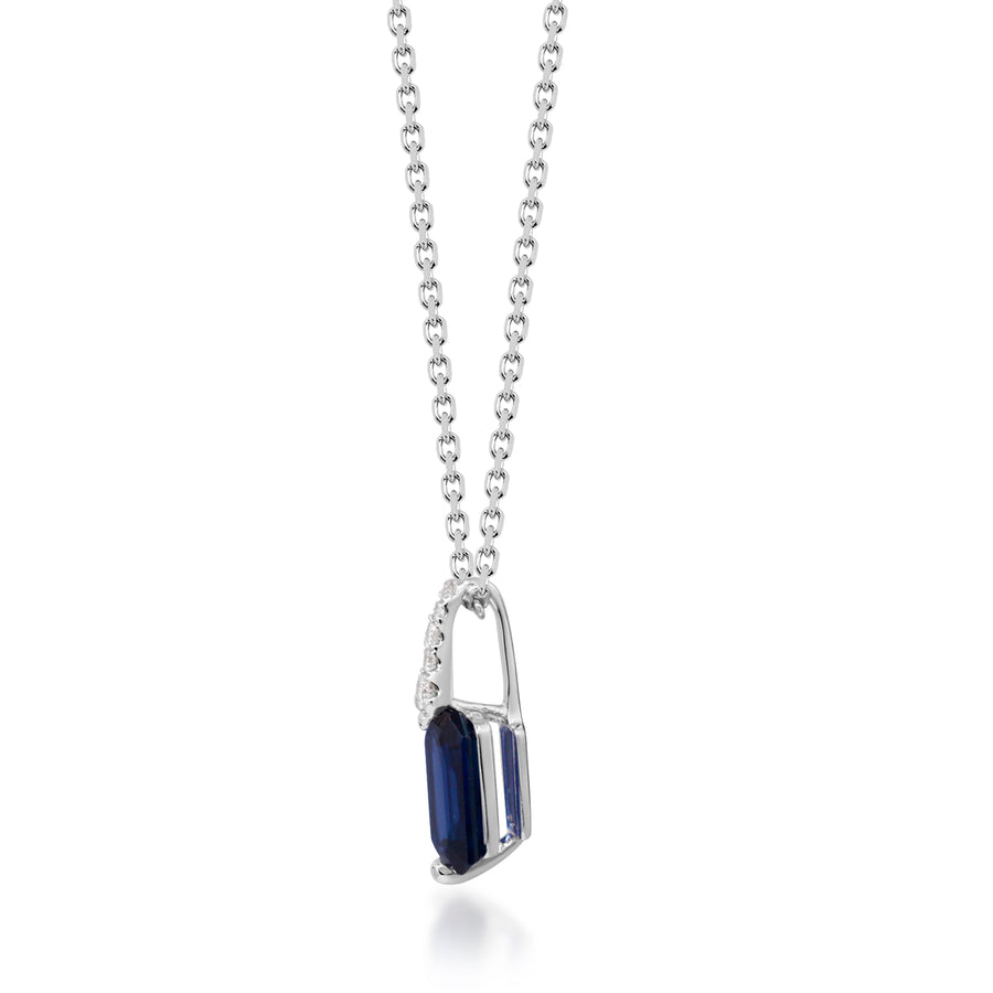 Nova 10K White Gold Emerald-Cut Blue Sapphire Pendant