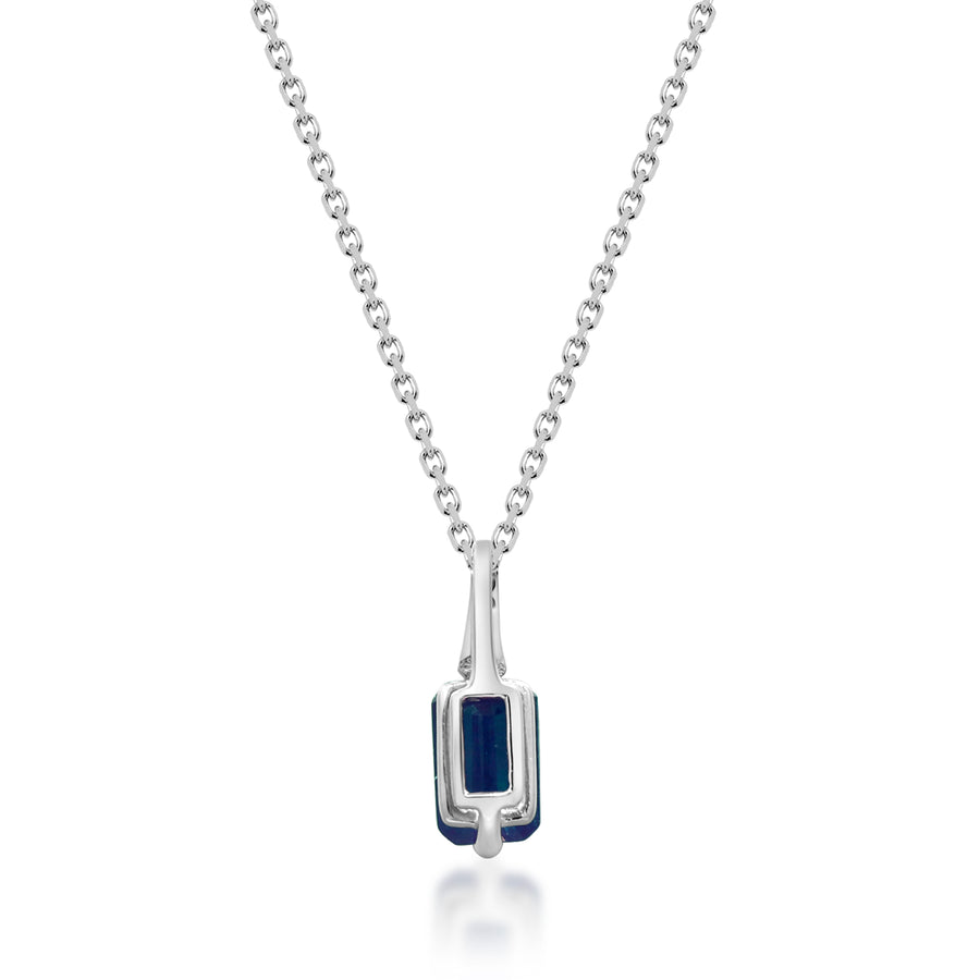 Nova 10K White Gold Emerald-Cut Blue Sapphire Pendant