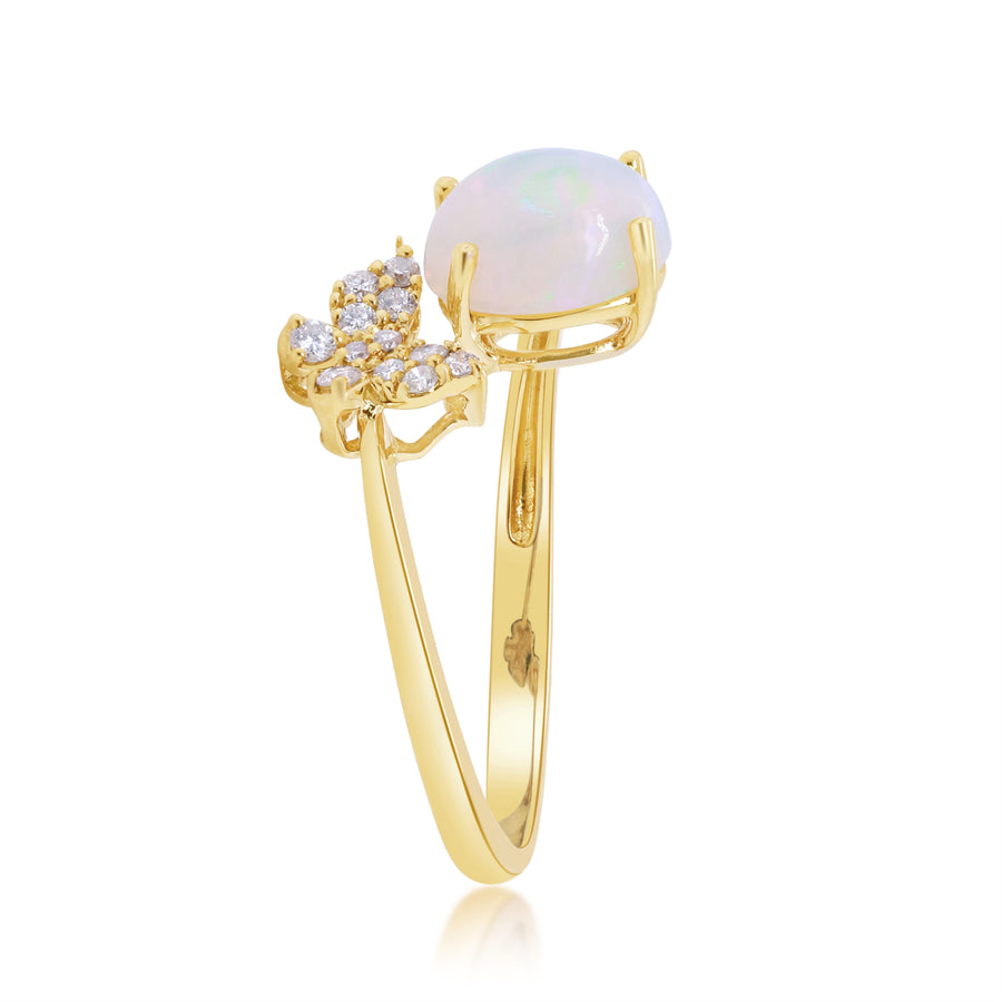 Zhuri 10K Yellow Gold OVal-cut Ethiopian Opal Ring