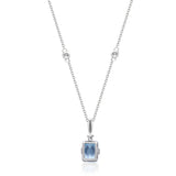 Royalty 10K White Gold Emerald-Cut Brazilian Aquamarine Pendant