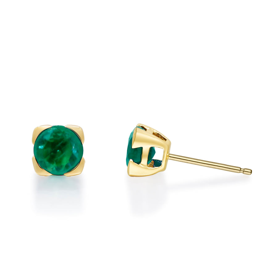 Natalia 10K Yellow Gold Round-Cut Emerald Earring
