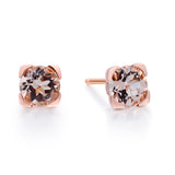 Elina 10K Rose Gold Round-Cut Madagascar Morganite Earring