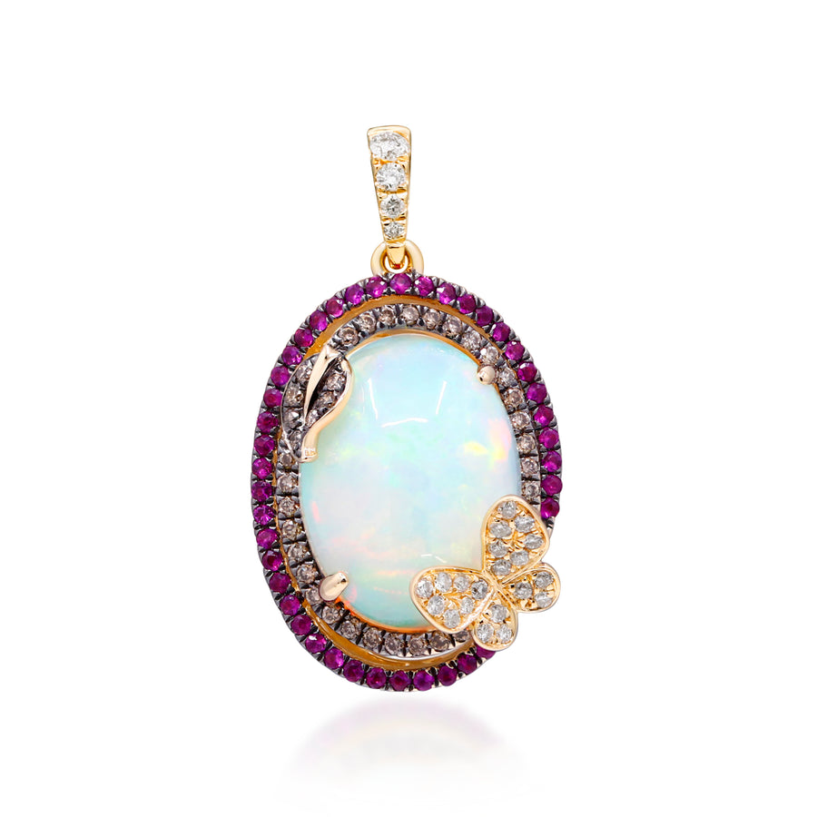 Maeve 14K Yellow Gold Oval-Cab Natural African Opal Pendant