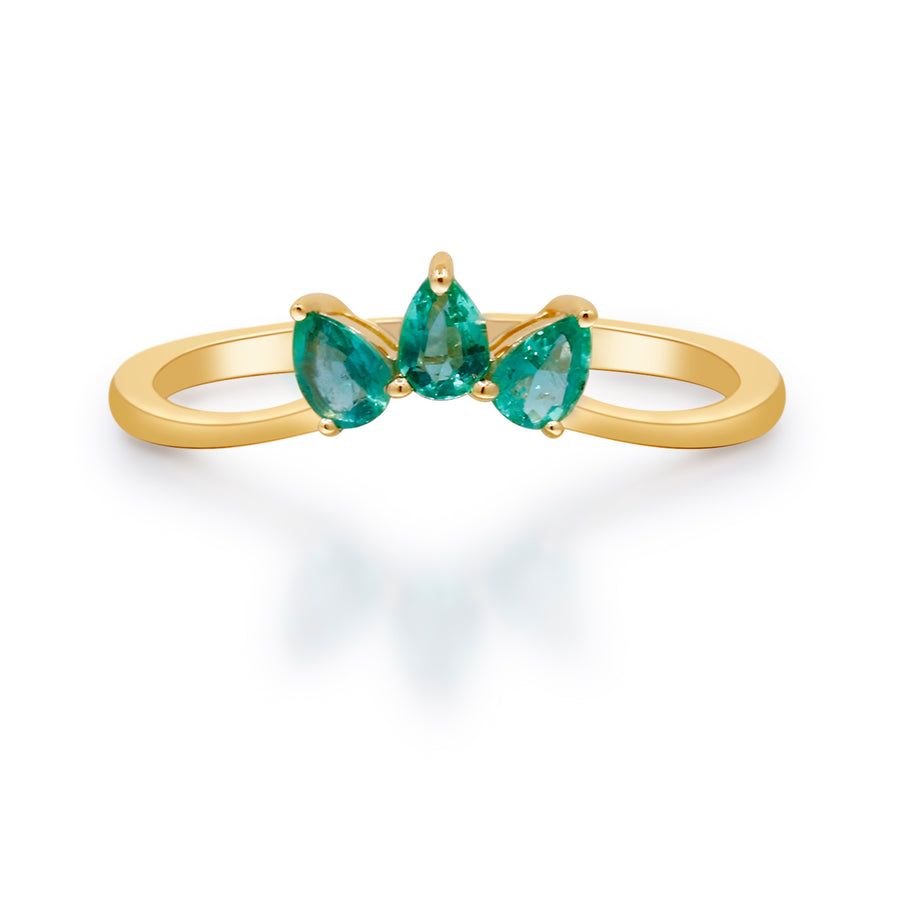 Radiant Elegance: Reese 10K Yellow Gold Ring with Pear-Cut Emerald