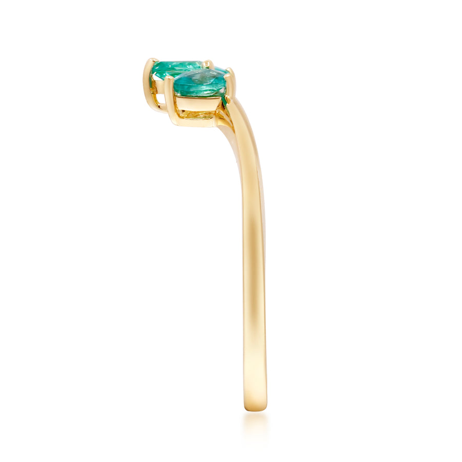 Radiant Elegance: Reese 10K Yellow Gold Ring with Pear-Cut Emerald