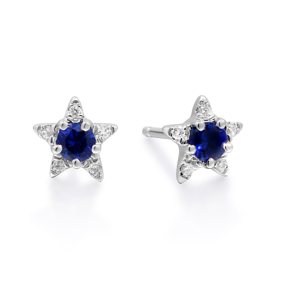 Maren 10K White Gold Round-Cut Blue Sapphire Earring