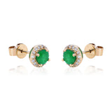 Sandra 10K Yellow Gold Round-Cut Emerald Earrings