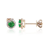 Sandra 10K Yellow Gold Round-Cut Emerald Earrings