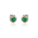 Sandra 10K Yellow Gold Round-Cut Emerald Earrings