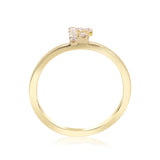 F Initial 14K Yellow Gold Round-Cut White Diamond Ring