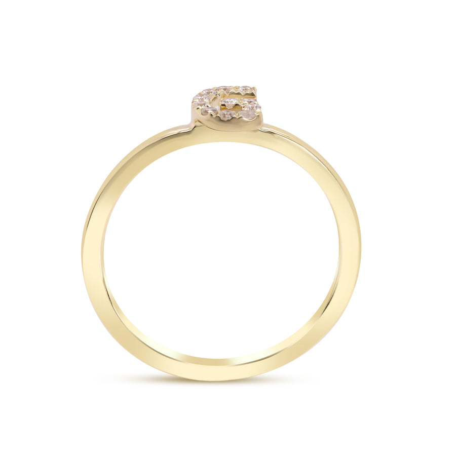 G Initial 14K Yellow Gold Round-Cut White Diamond Ring